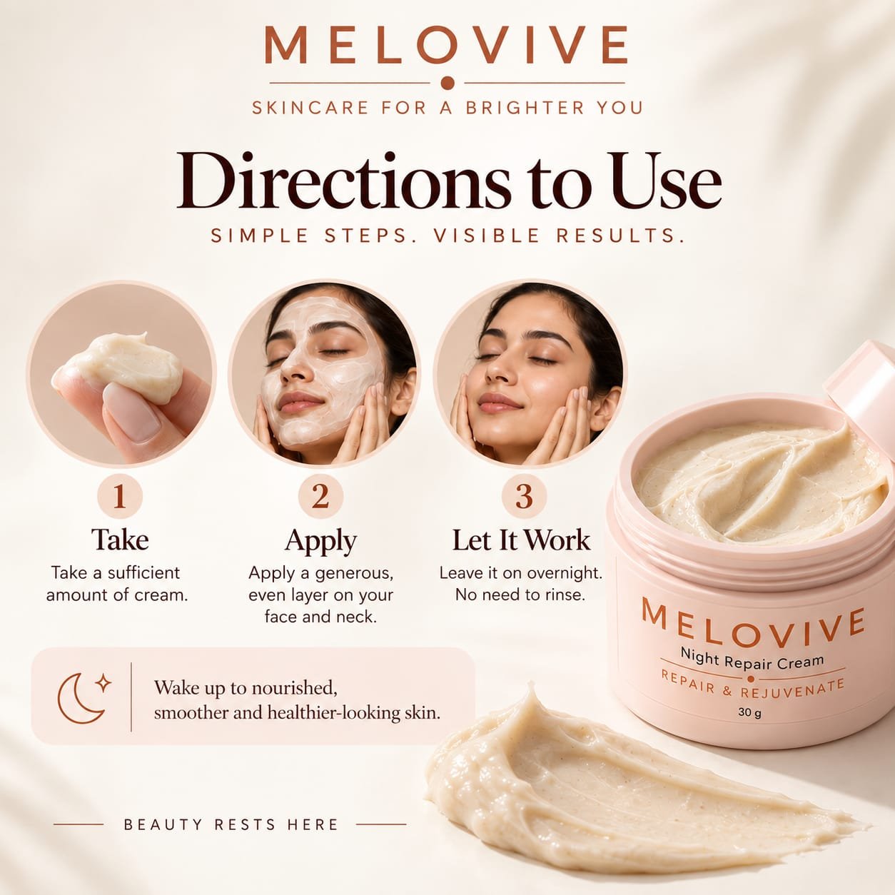 Melovive Advanced Night Cream - Overnight Renewal Complex - Image 3